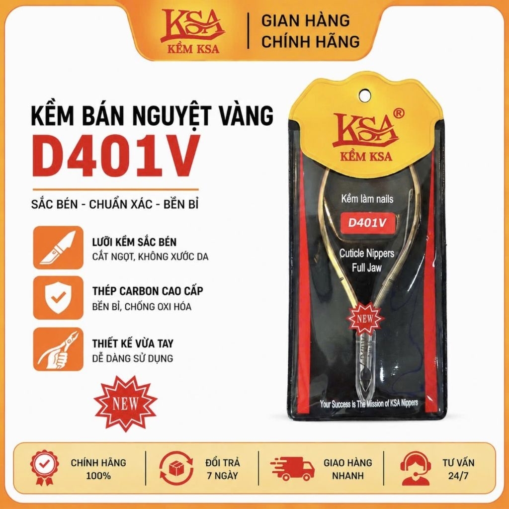 Kềm Cắt Da KSA D401V  Bán Nguyệt Mạ Vàng Thép C45